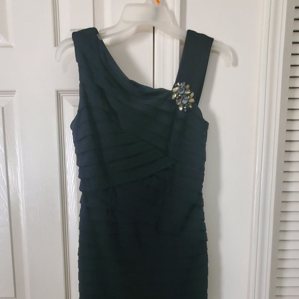 Black Asymmetrical Dress w/ Gem Accent